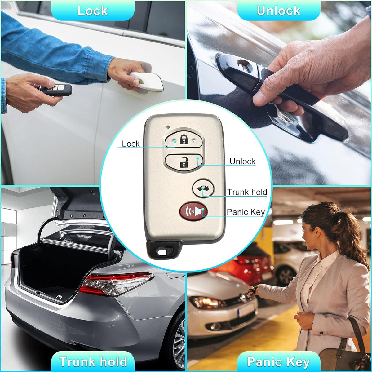 Replacement Keyless Entry Remote Car Key Fob 4 Buttons U570