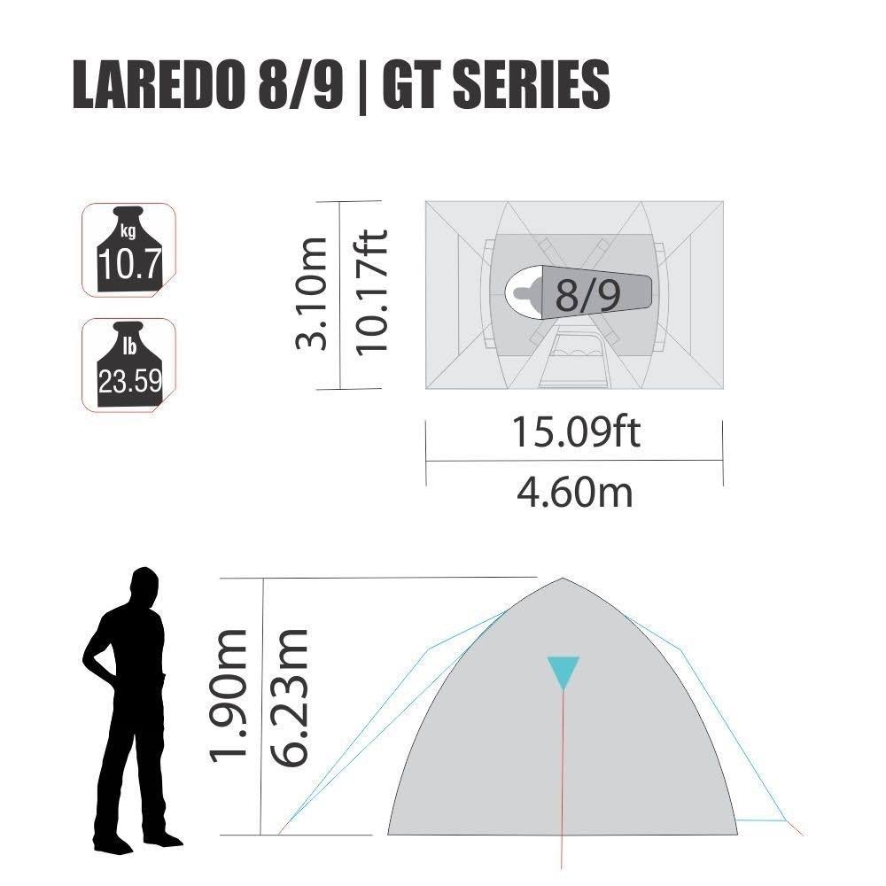 8 to 9 Person 10 by 15 Foot Waterproof Camping Tent Y236771