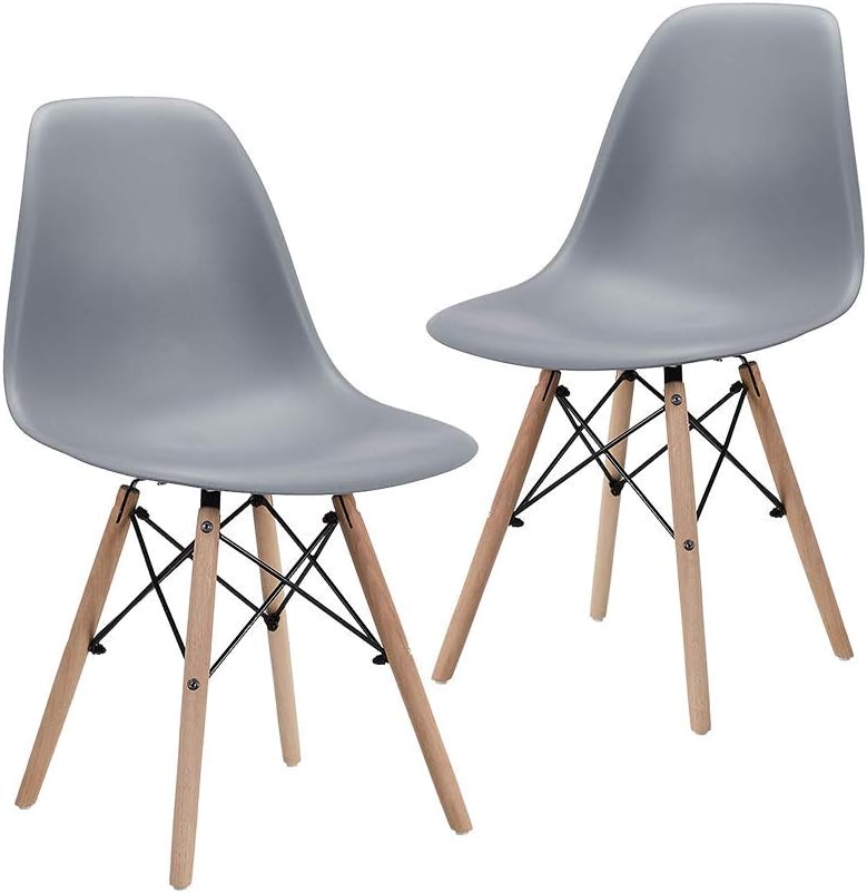 Beige Dining Chair with Natural Wood Legs, Set of 1 V290