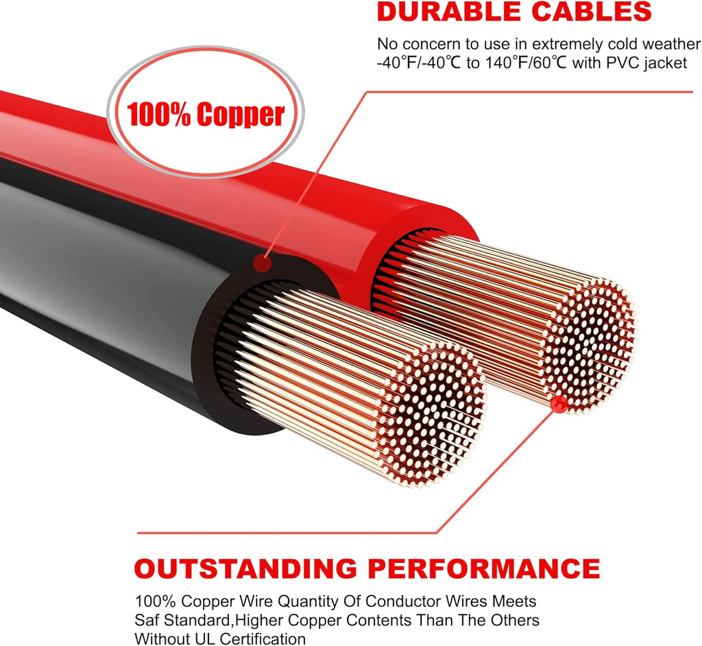 100% Pure Copper 4 Gauge 20 Feet Battery Booster Cable 800 AMP with Carry Bag J998