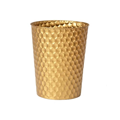Small Gold Metal Trash Can B70802