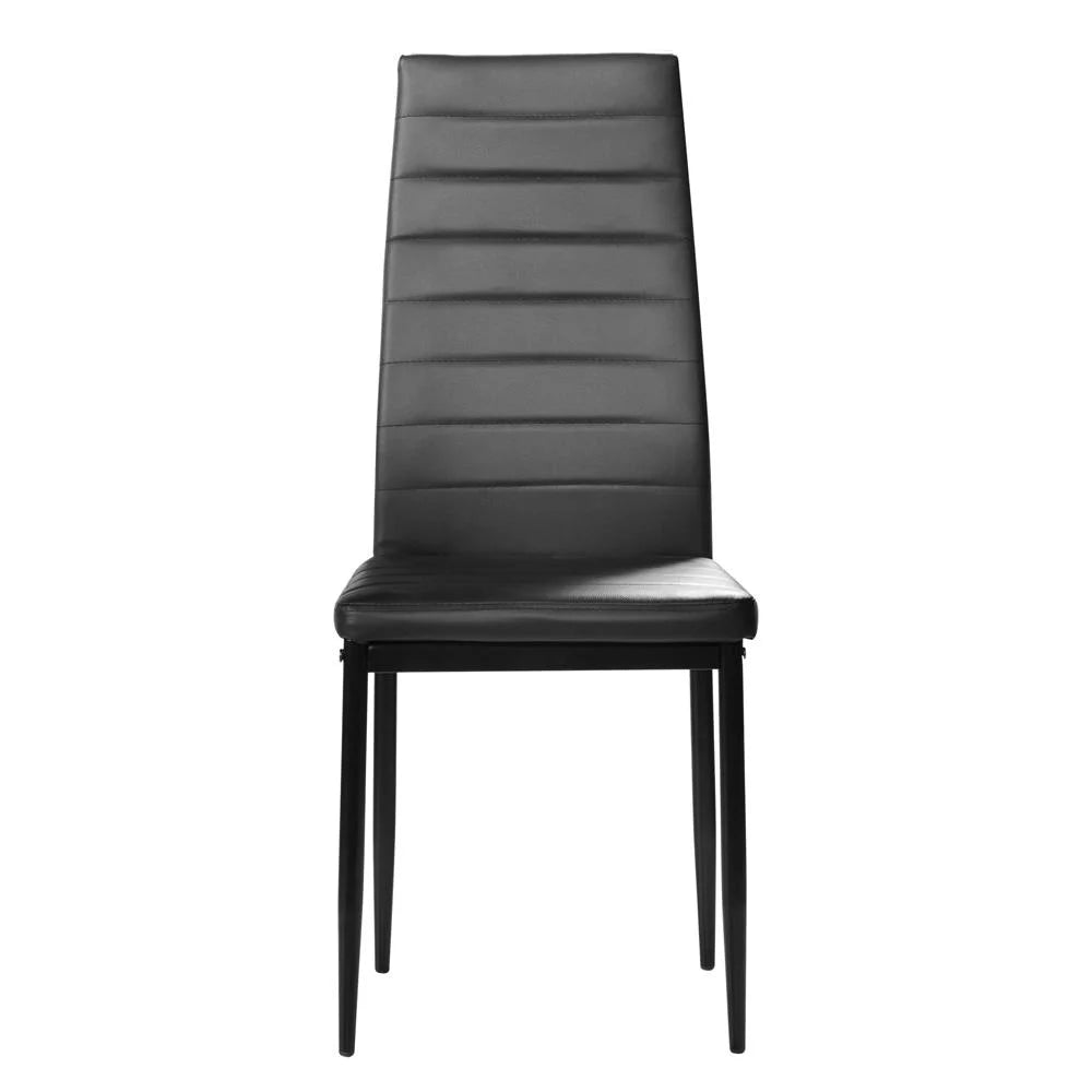 6 Pc High Back PU Leather Dining Chairs Black U17191