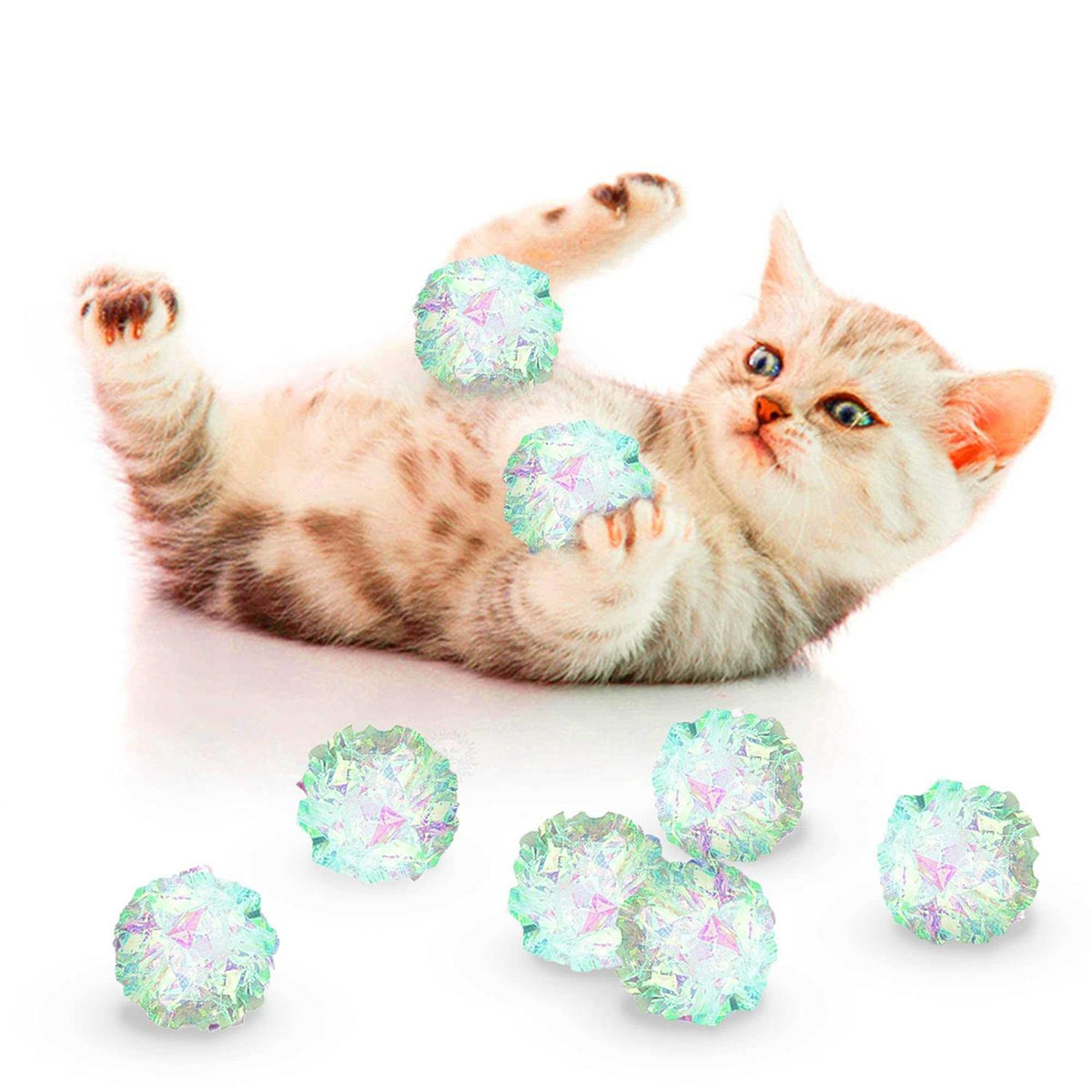 Clear Mylar Cat & Ferret Crinkle Balls & Chase Toy Y591610