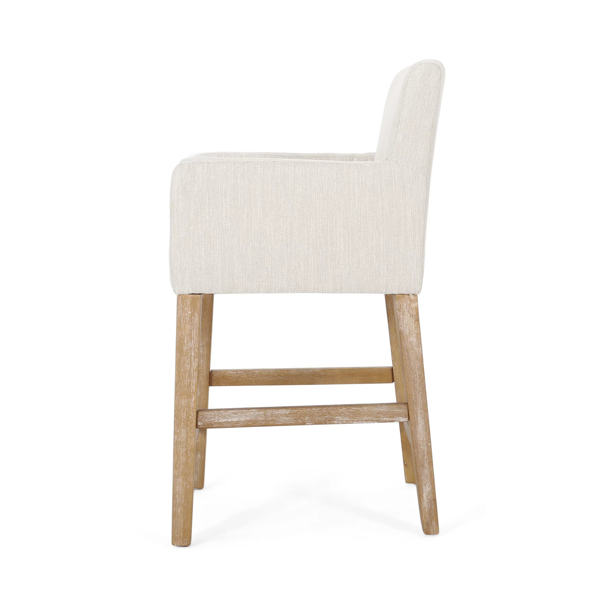 Beige Fabric Upholstered Wood 26 inch Counter Stools Set of 2 M284