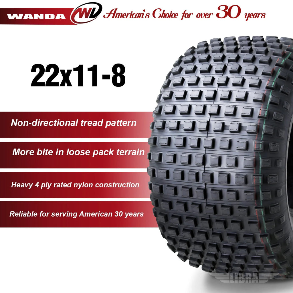 2 New ATV Tires 22X11-8 4PR X15575