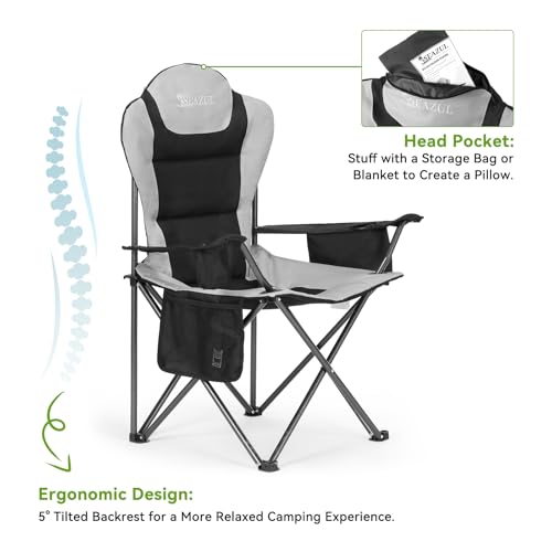 Camping Chairs 2 Pack, Folding Chair with Cup Holder & Cooler Bag A423605