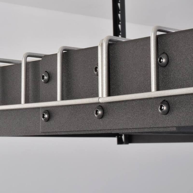 Adjustable Height Garage Overhead Ceiling Storage Rack in Black P639993