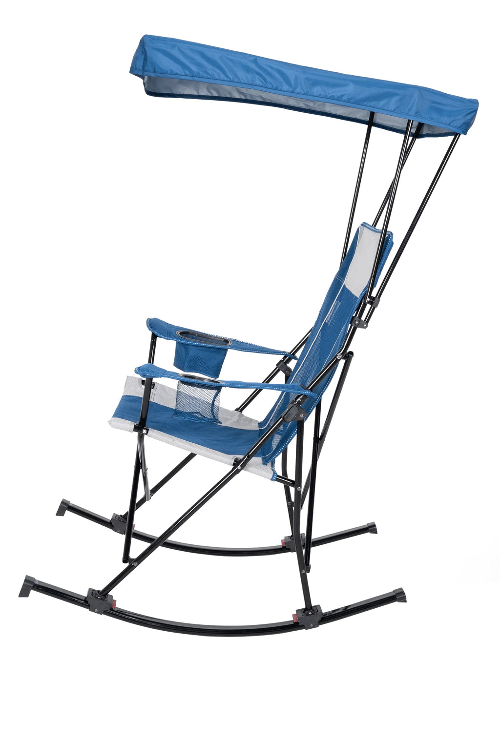 Blue and Grey Mesh Rocking Camp Chair with Canopy P971