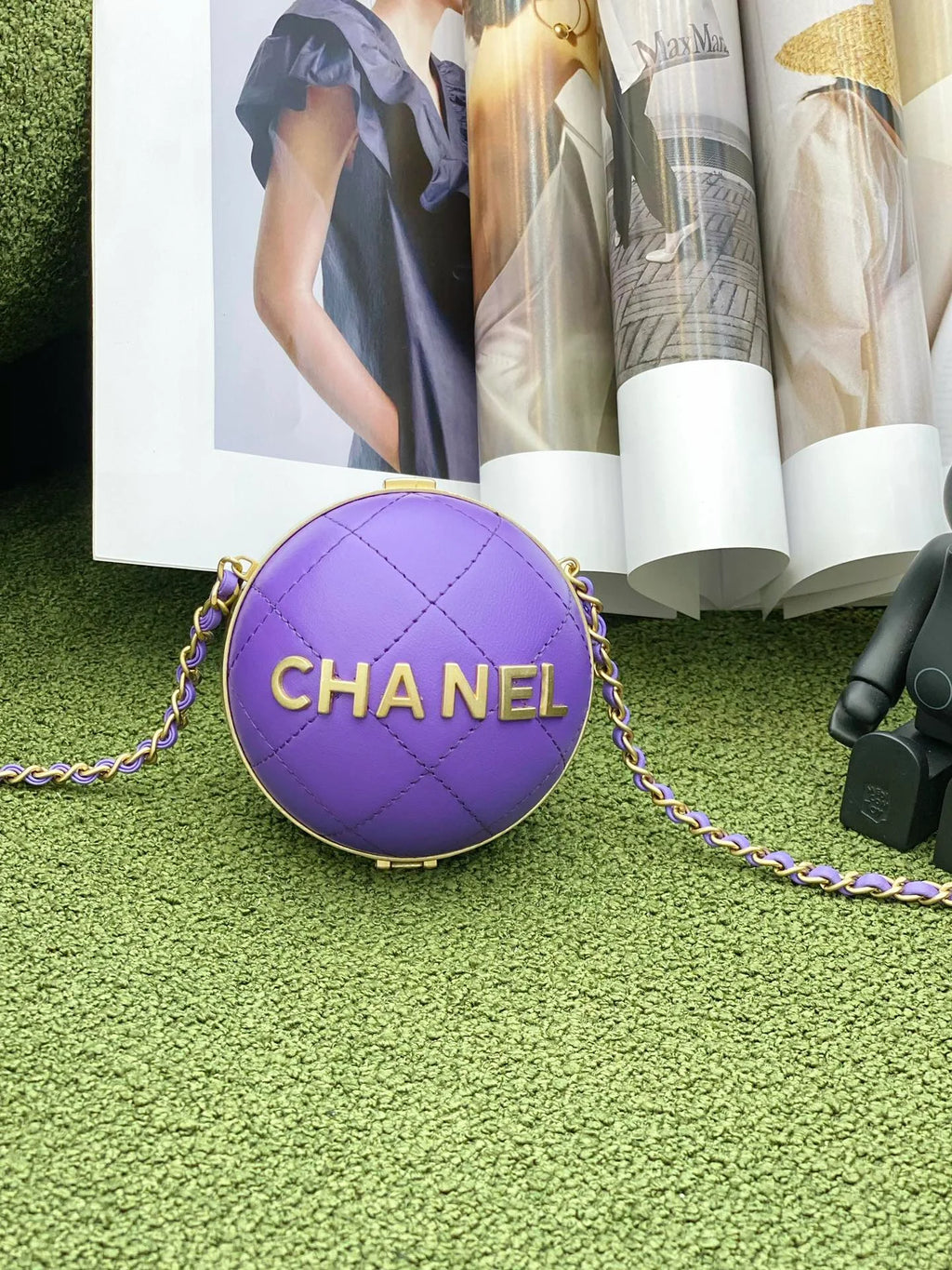 Purple and Gold Chain Bag E173524