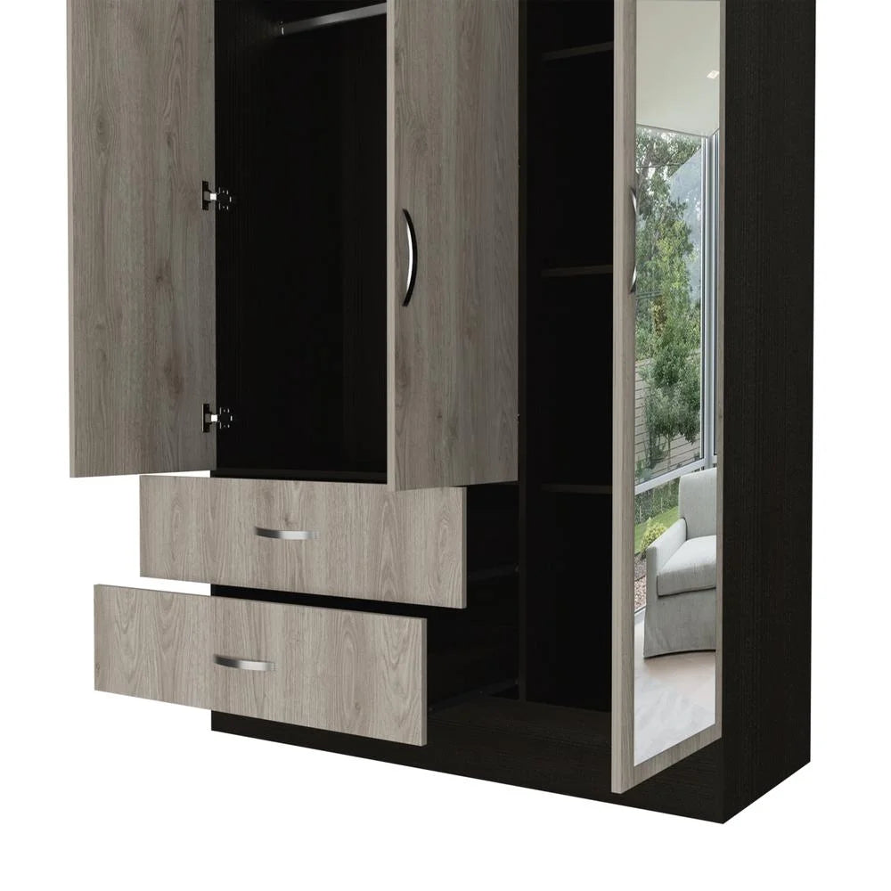 Black Light Gray Mirrored Armoire S844403