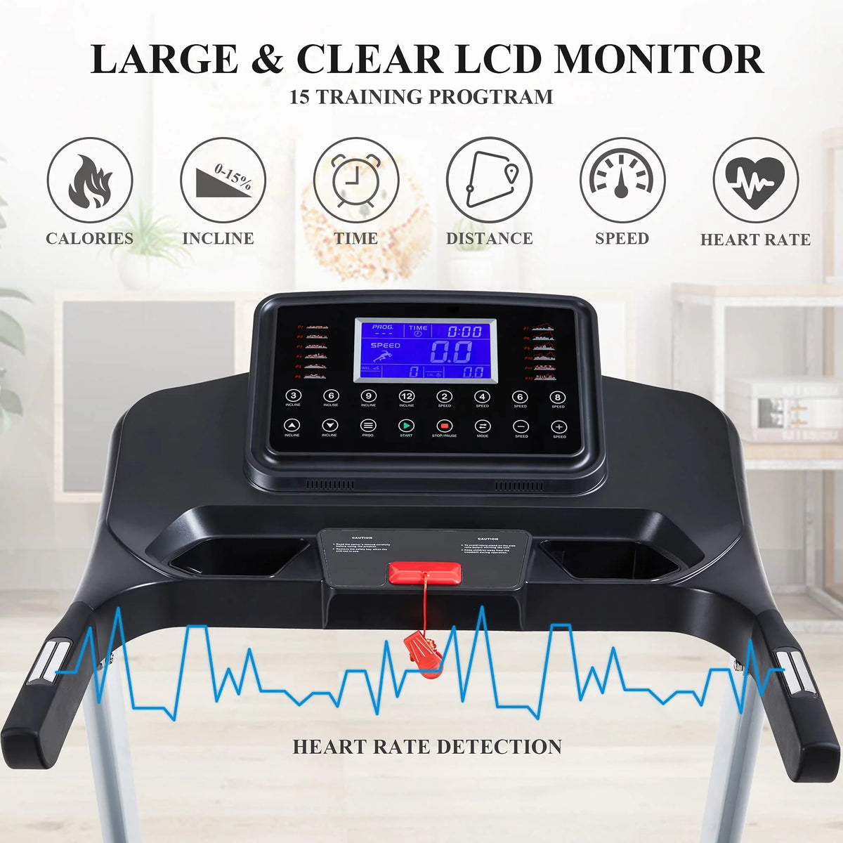 Folding Treadmill with 15% Electric Incline D661