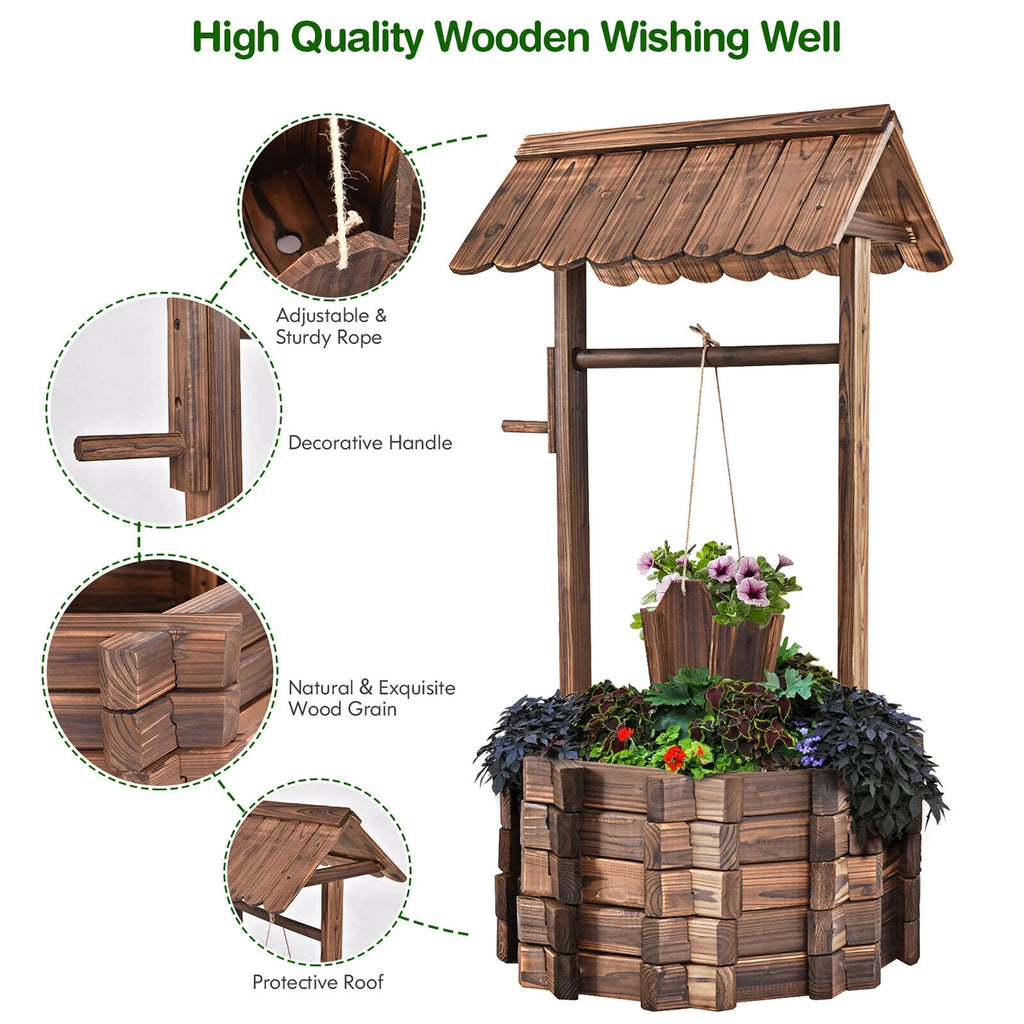 Wooden Wishing Well Planter G66421
