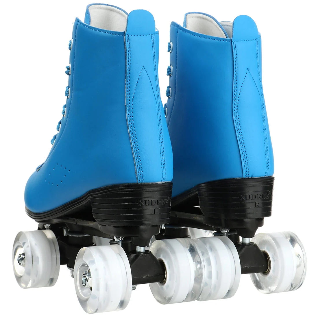 Flashing Wheels Leather Double-Row Roller Skates B58527