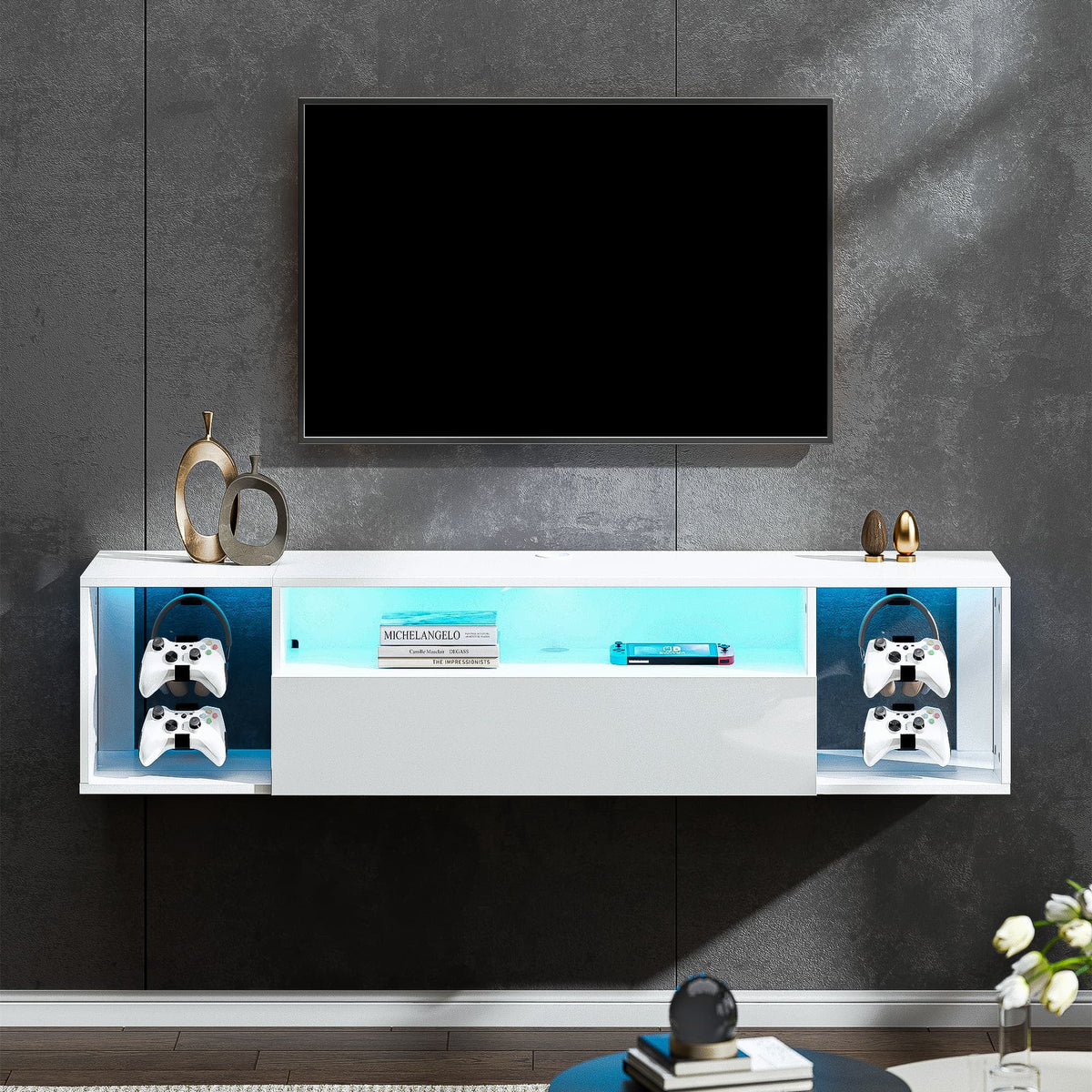 39.3 inches Floating TV Stand with Lights A61337