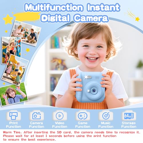 Instant Print Kids Camera 64GB SD Card Pink R639586