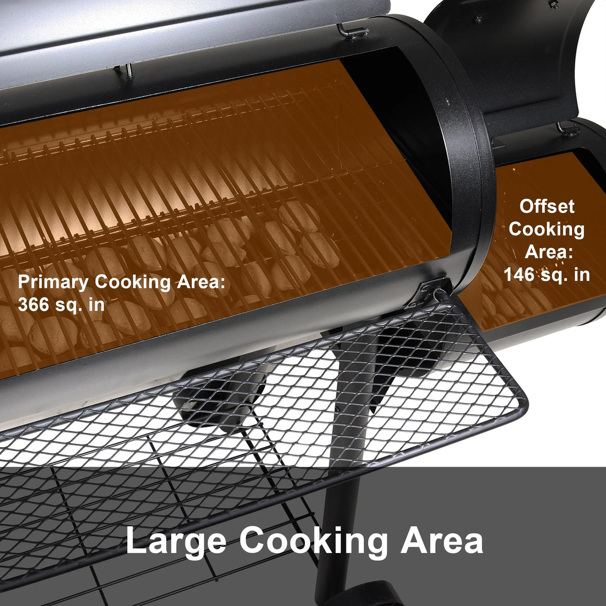 Steel BBQ Charcoal Grill with Offset Smoker in Black E8973
