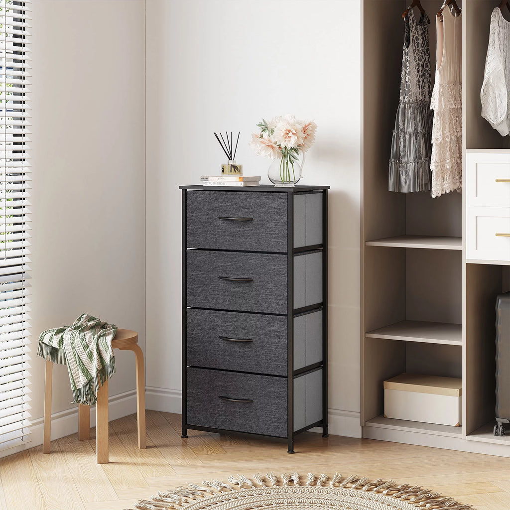 4 Drawers Dresser Storage Tower Black Grey H5441