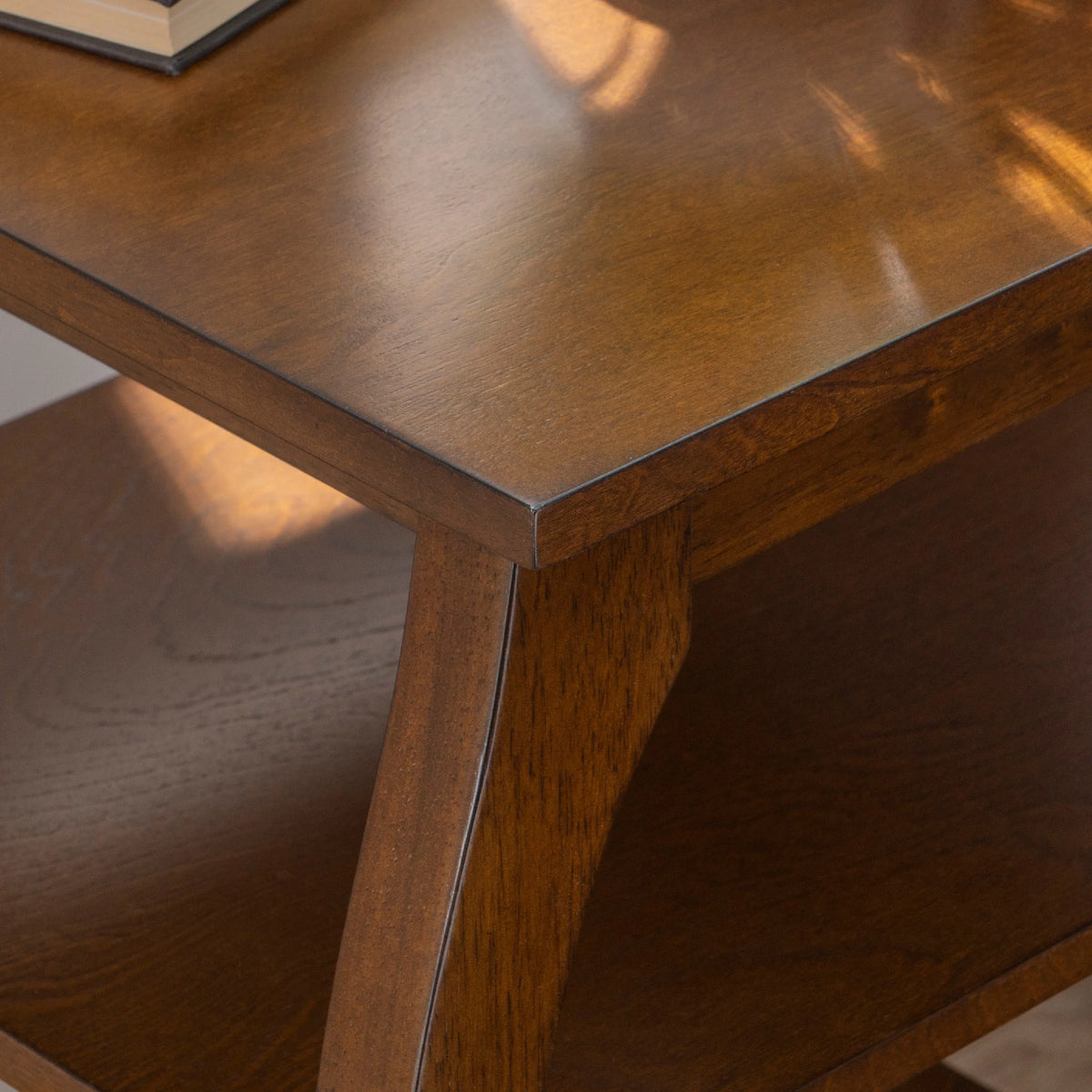 2- Shelf Indoor Accent Side Table, 23" Tall, Hazelnut E1250