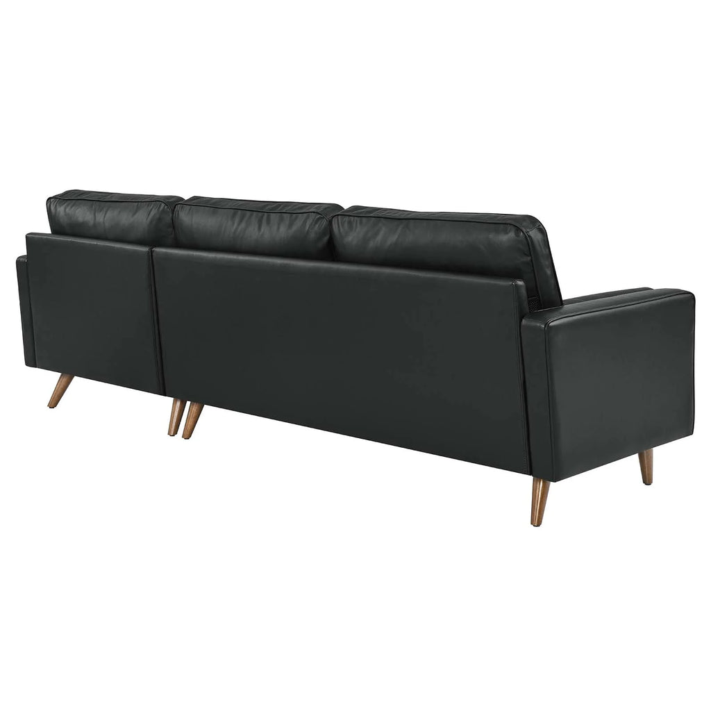 Black Leather Sectional Sofa S9736