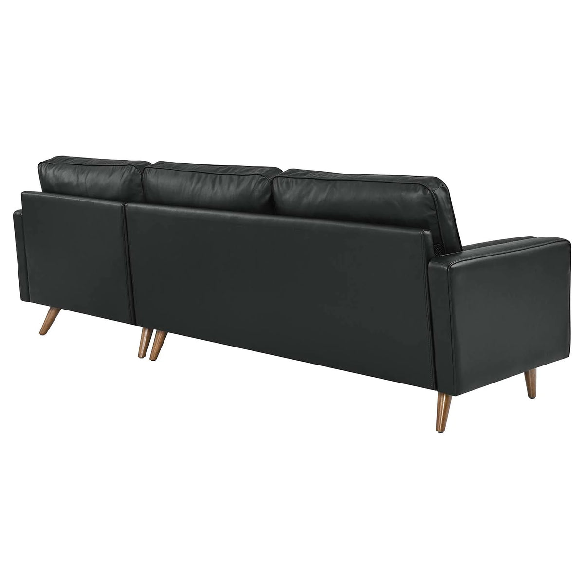 Black Leather Sectional Sofa S9736