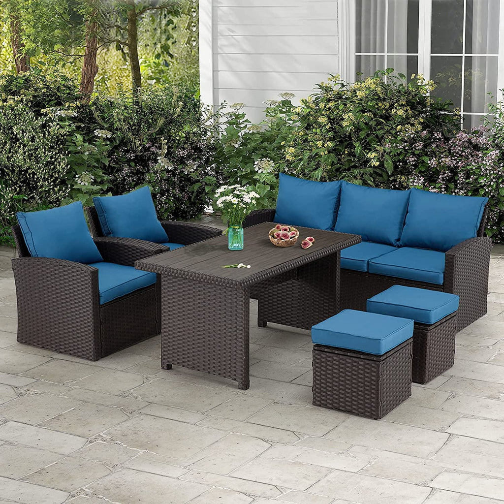 6 Pieces All Weather Wicker Rattan Patio Furniture Set Z185