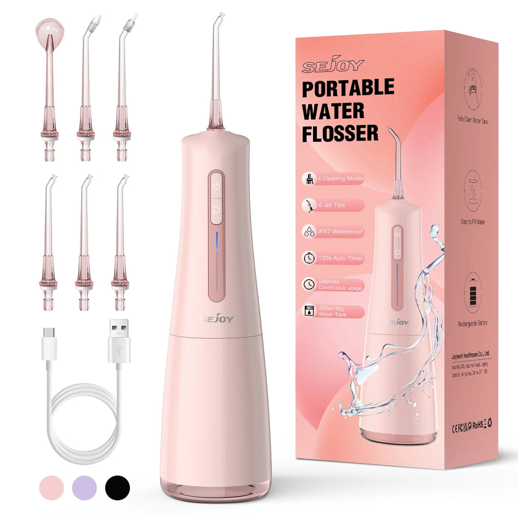 Cordless Water Flosser 300mL USB Rechargeable Pink K9952