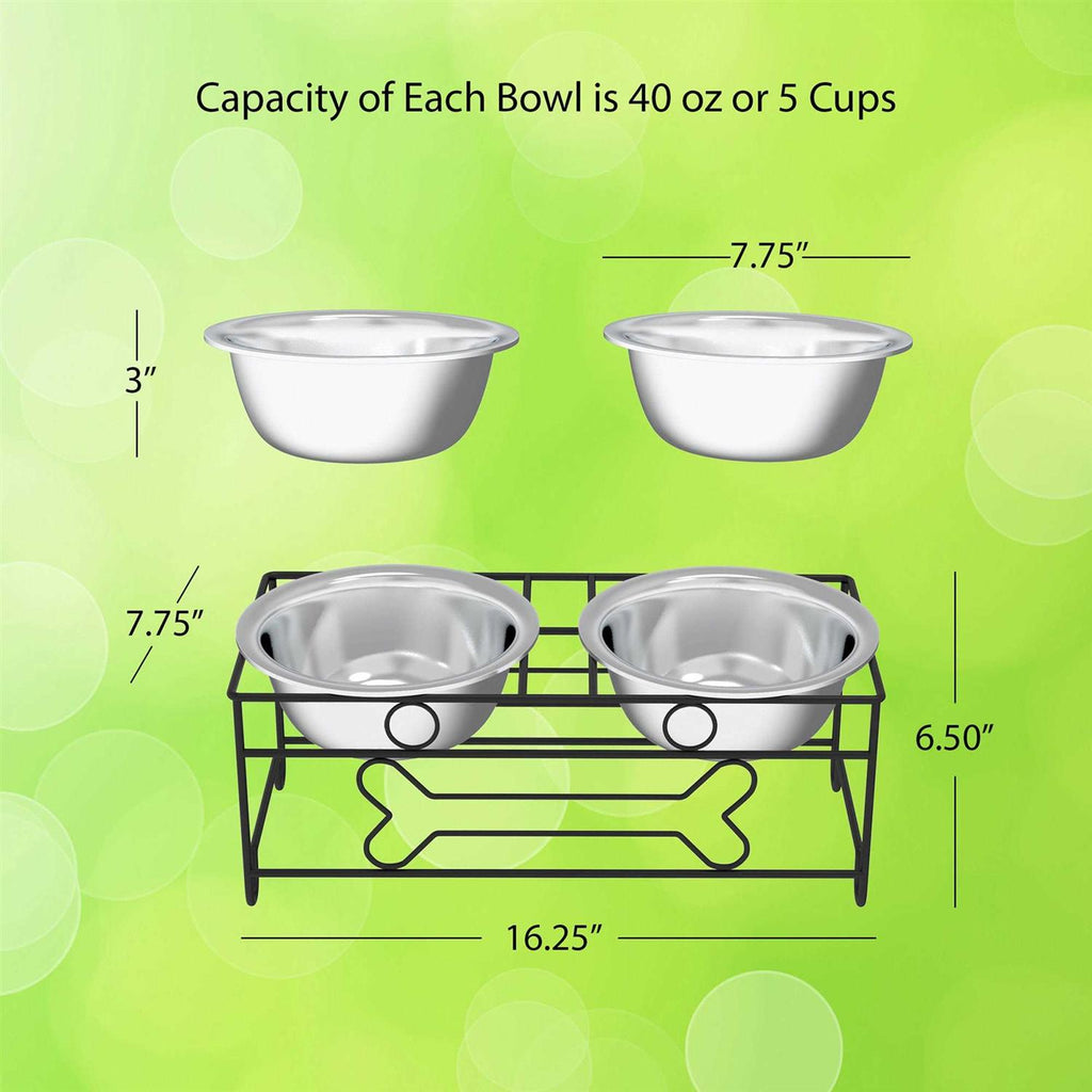 Modern Double Elevated Dog Bowls V9047