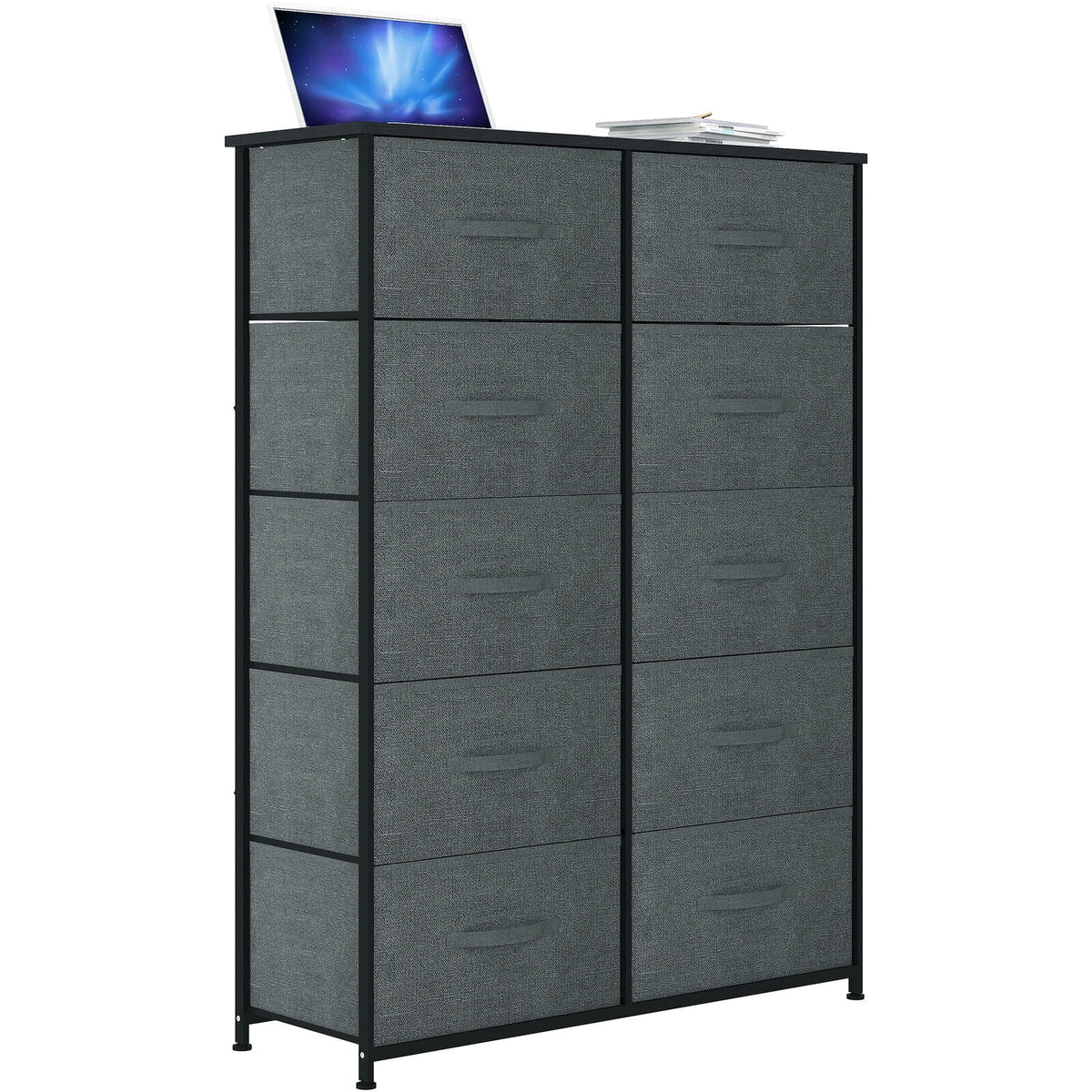 10 Drawer Storage Organizer with Wooden Top Shelf X109943