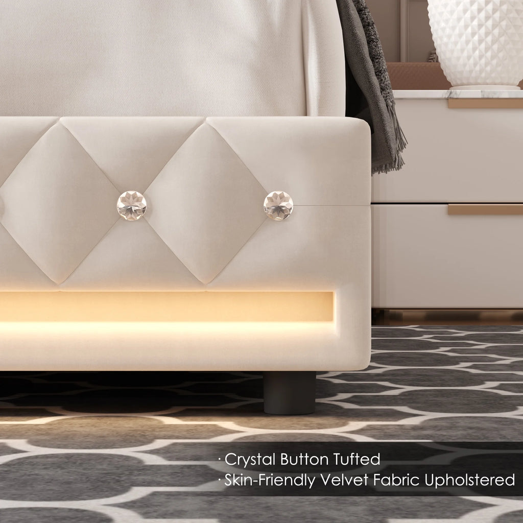 King Size LED Bed Frame with 4 Storage Drawers D81251