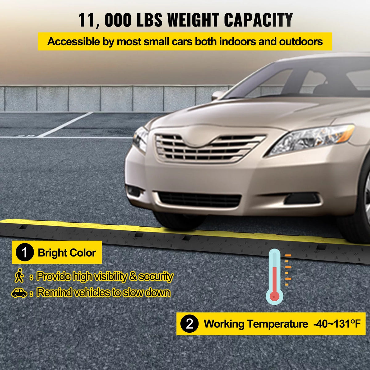 4PCS 2-Cable Rubber Speed Bump Cable Protector Ramp Z77841