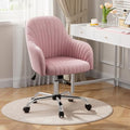 Pink Velvet Upholstered Swivel Office Chair with Arms Q6514