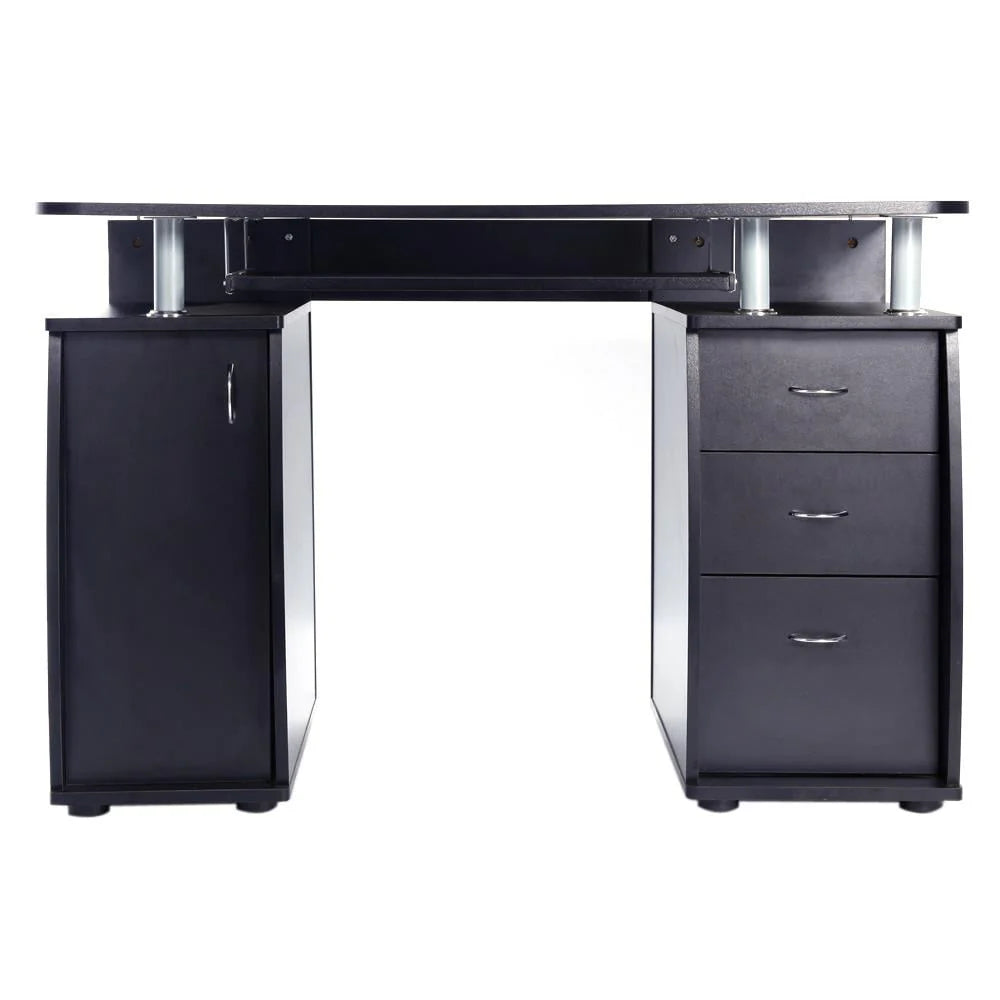 Brown Computer Desk with 3 Drawers Bookcase U435685