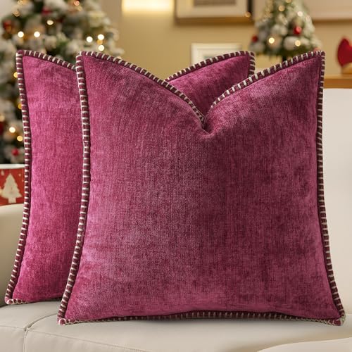 Christmas Chenille Soft Throw Pillow Covers 18x18 Set of 2 J779