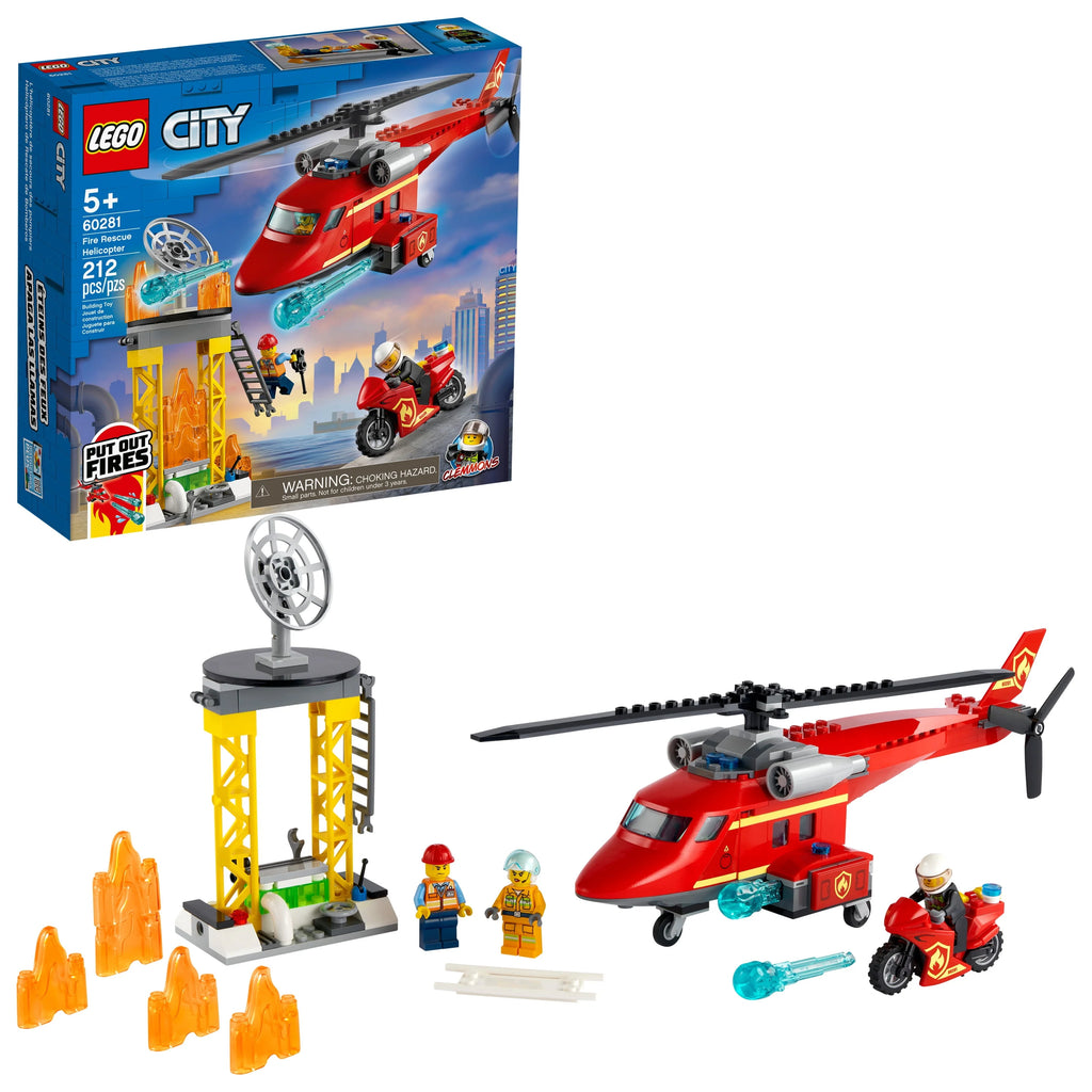 Fire Rescue Helicopter Building Toy and Playset 212 Pieces D11218