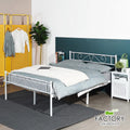 Full Size Silver Steel Platform Bed Frame with Headboard and Footboard B889283