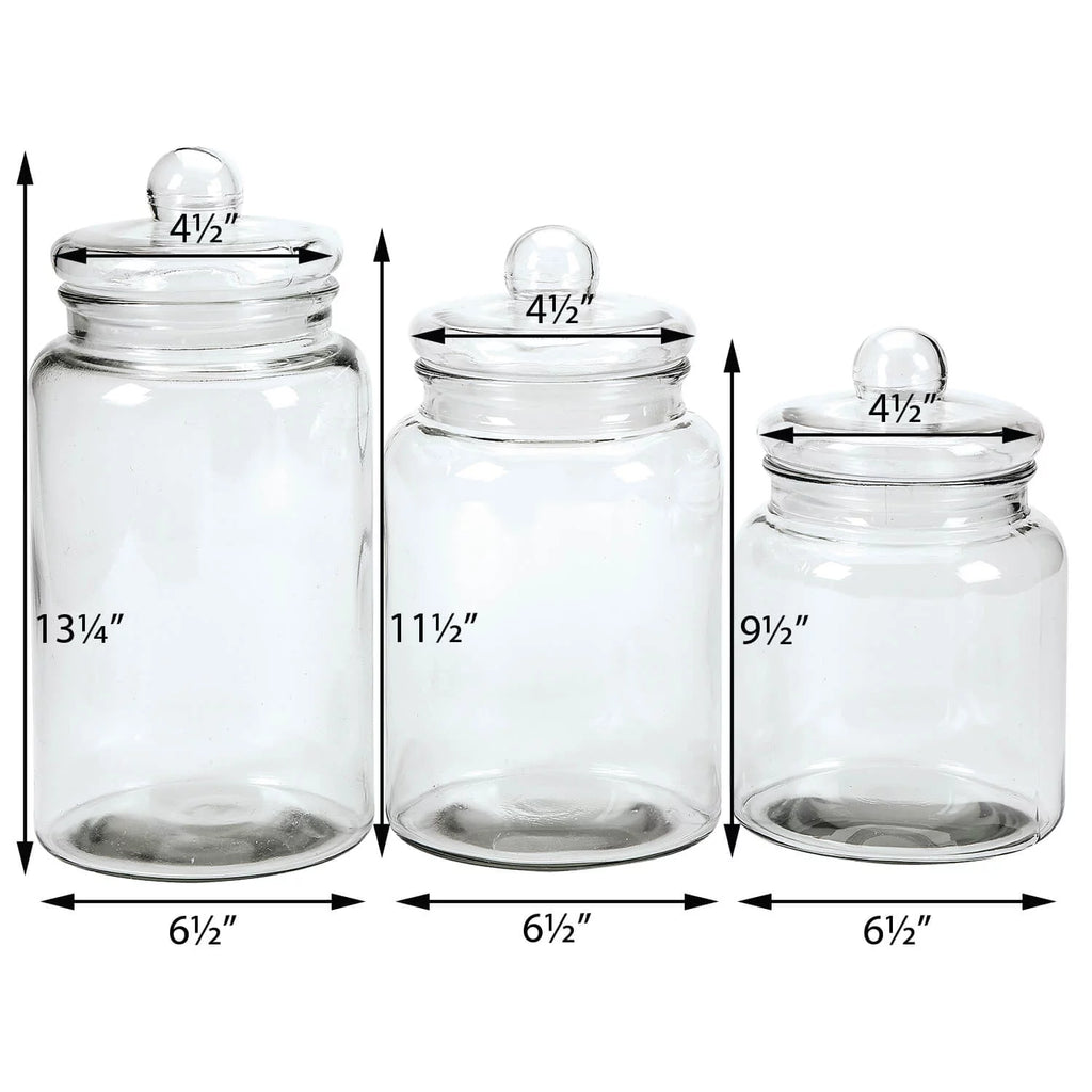 Glass Apothecary Jars with Lids, Set of 3 D52470