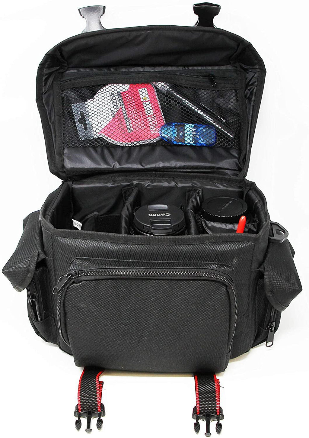 Large Universal DSLR Camera Case Gadget Bag, 11 x 7 x 7 Inches, Black/Red A2328