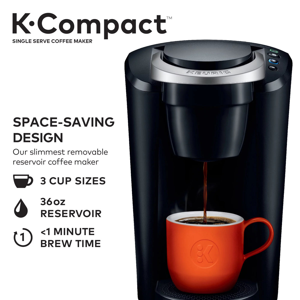 Black Single-Serve K-Cup Pod Coffee Maker M823924