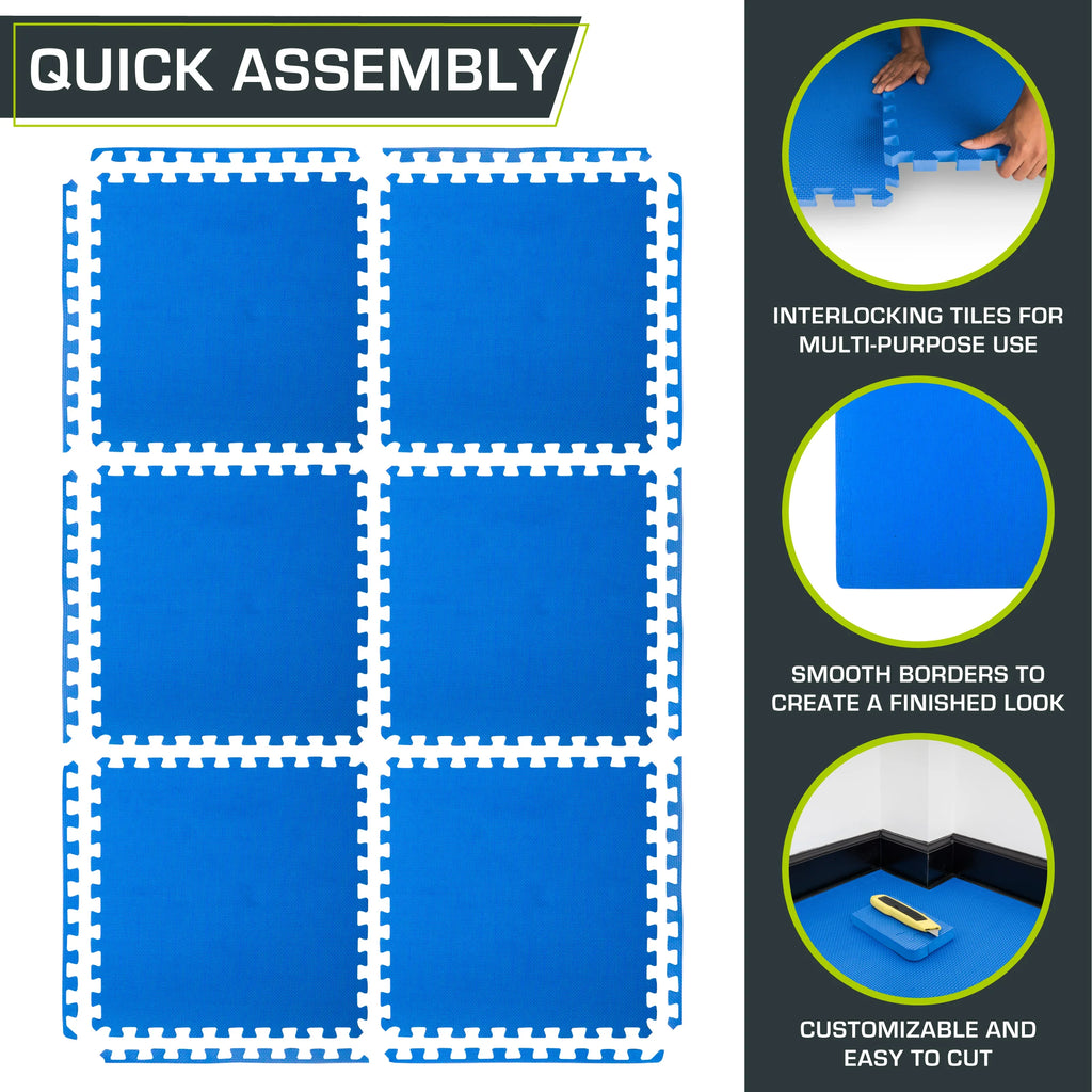 Blue 3/4-in Exercise Puzzle Mat 6 Tiles B35672