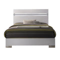 White Queen Size Wooden Bed with Crystal Accented Headboard E21977