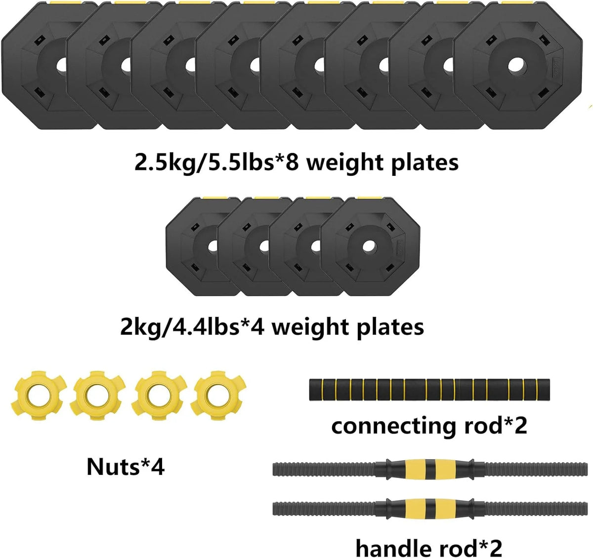 Adjustable Dumbbells Set 55LB 66LB 3 in 1 N363