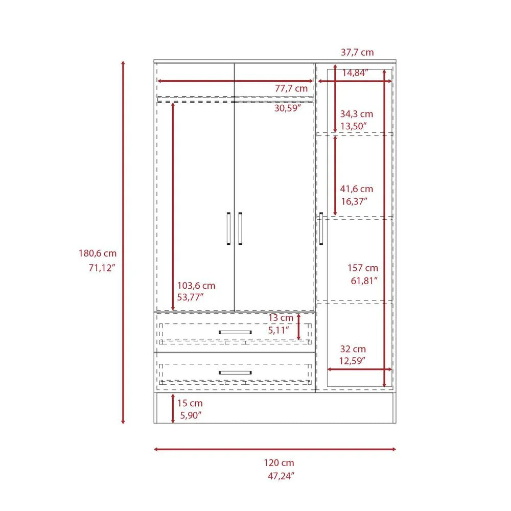 Black Light Gray Mirrored Armoire S844403