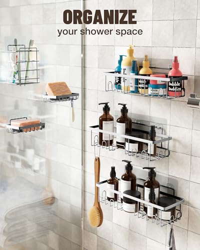 Black Adhesive Shower Caddy 6-Pack G689