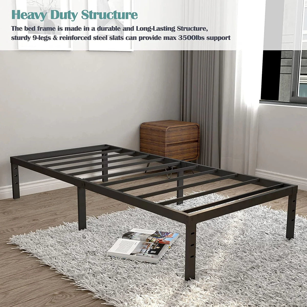 14 inches Twin XL Metal Bed Frame Y99468