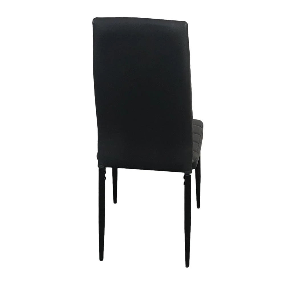 6 Pc High Back PU Leather Dining Chairs Black U17191