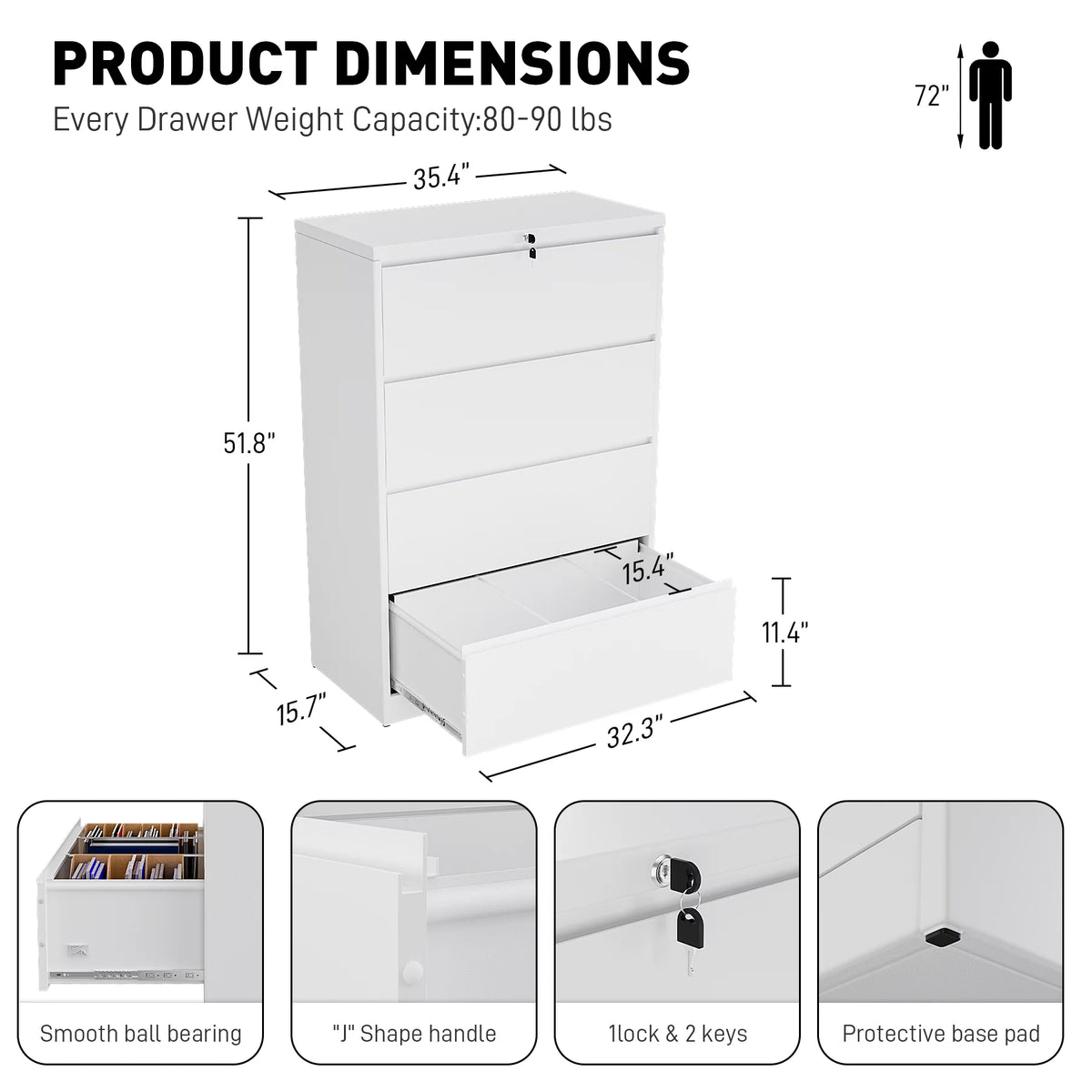 4 Drawer Metal File Cabinet with Lock D83771