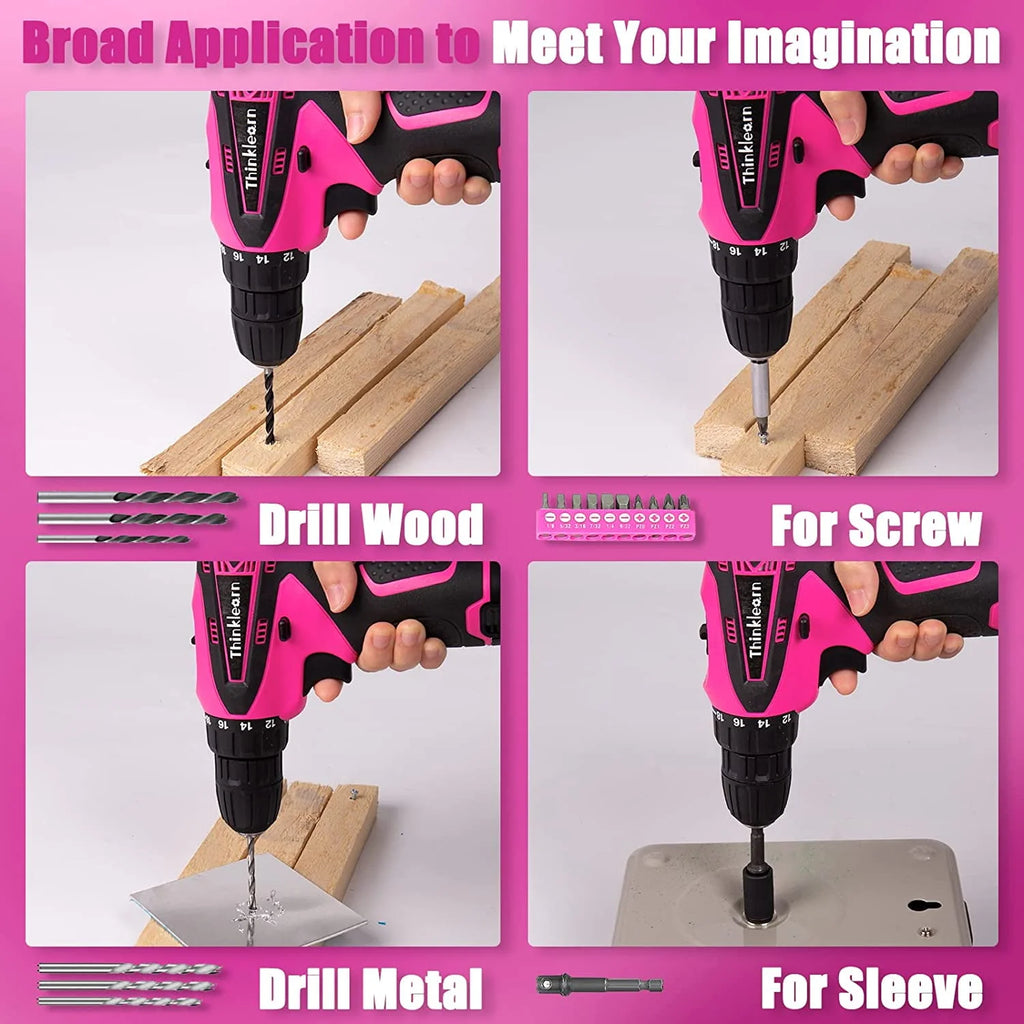 Pink 137 Piece Cordless Drill and Tool Set J78296