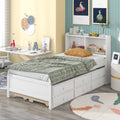 White Twin Bed with Bookcase and Trundle H402351