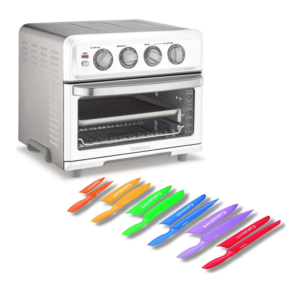 White Airfryer Toaster Oven with Grill and 12 Piece Knife Set S174303