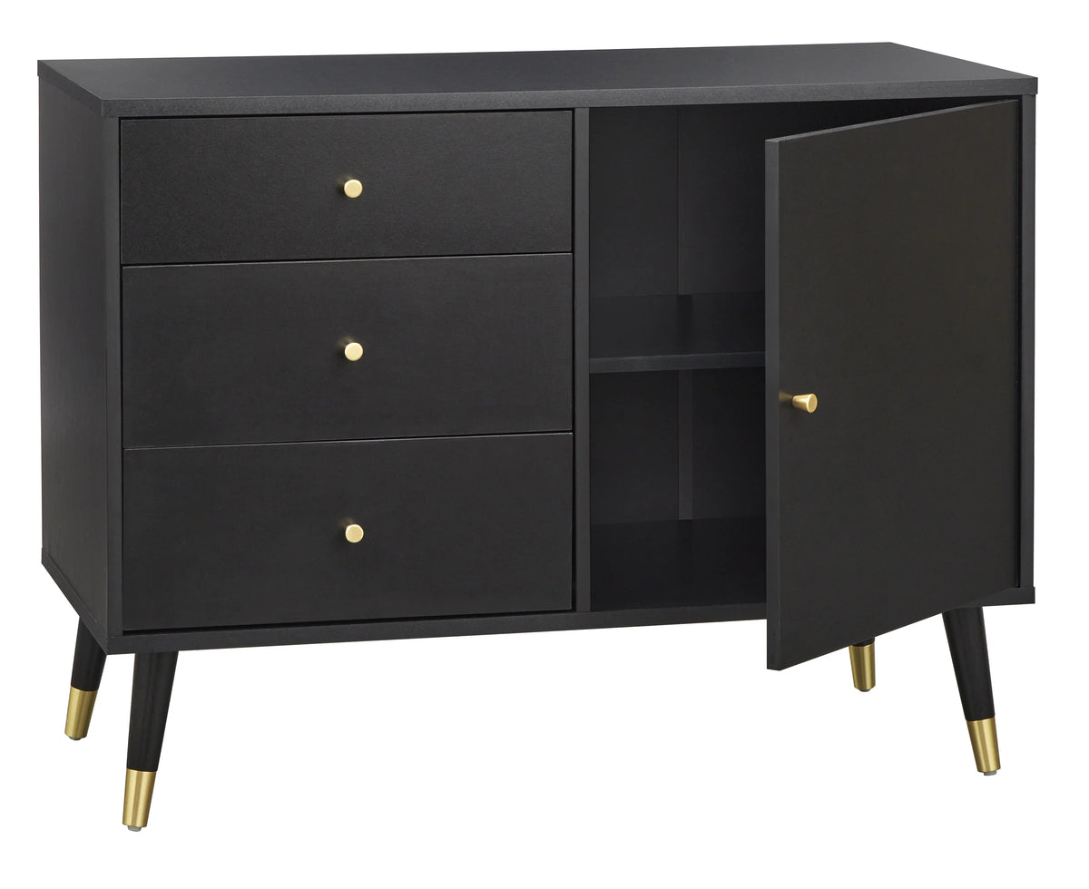 Black Mid Century Modern Dining Sideboard Buffet V60218